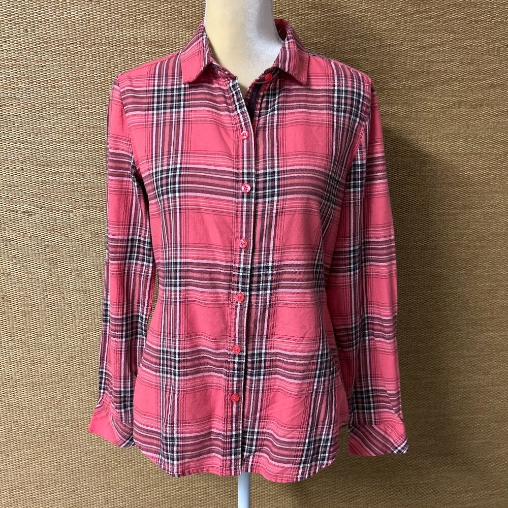 Ascend Top Women's Small Coral Pink Plaid